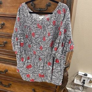 J. Jill Black and Red Floral Blouse
